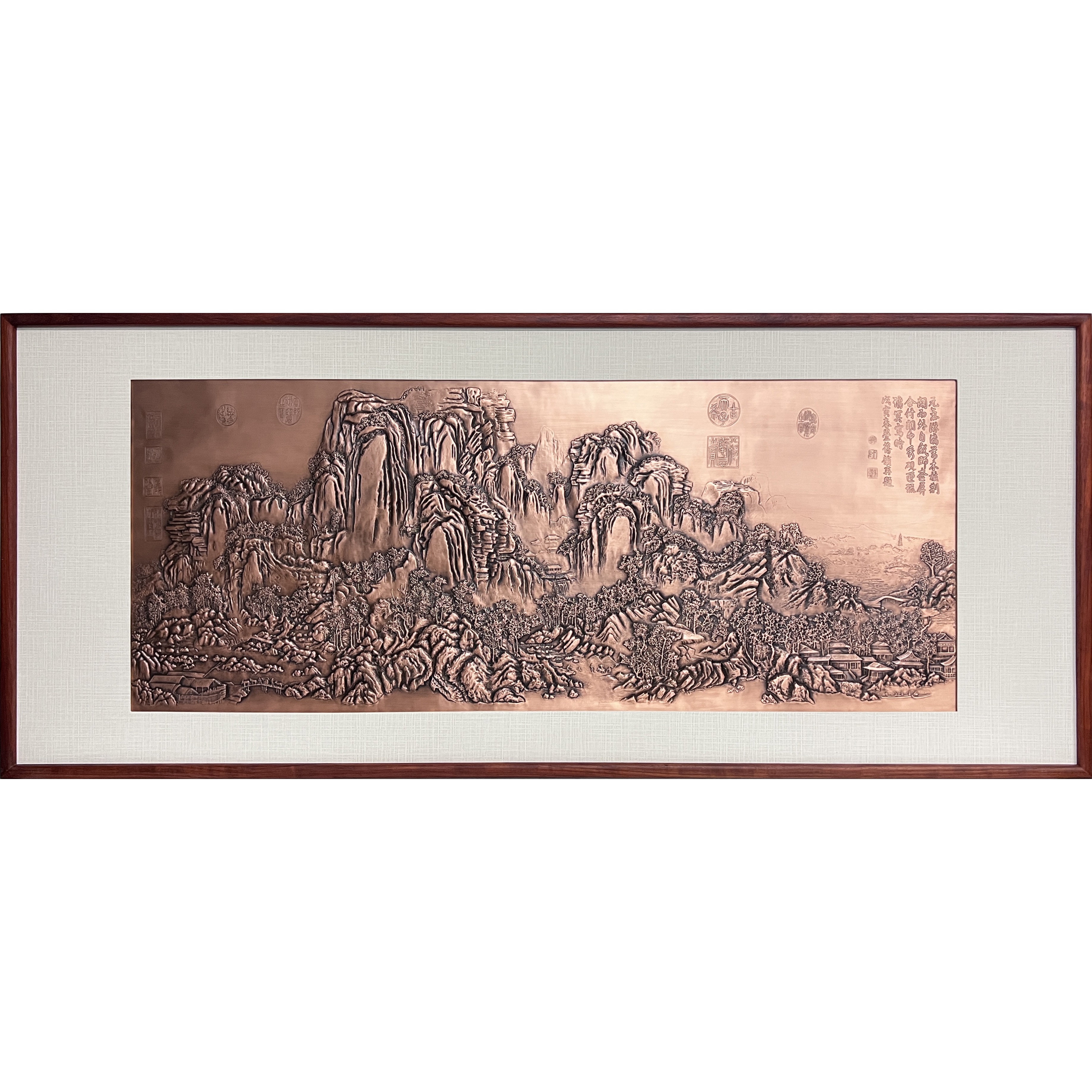 《茂林遠(yuǎn)岫圖》紫銅壁畫
